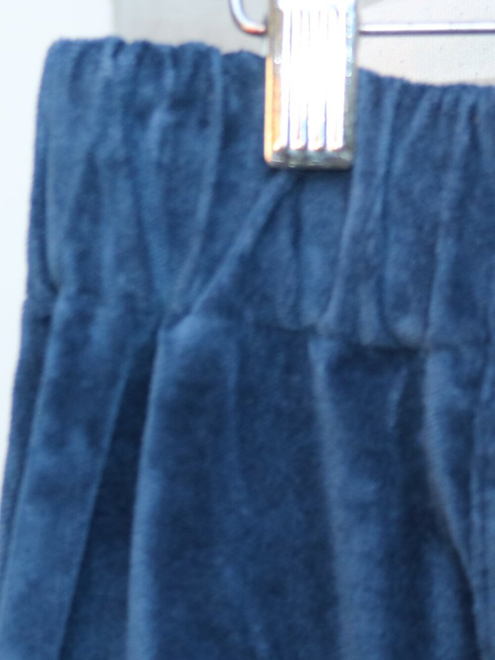 ORVIS Blue Velvet Double Breasted Buttons Elastic Sides Midi A-Line Skirt Sz 10 - Picture 3 of 5